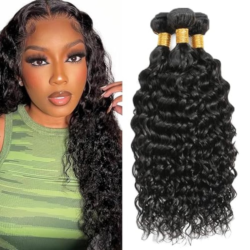 #1B Water Wave Human Hair Bundles 3 Pack 150g