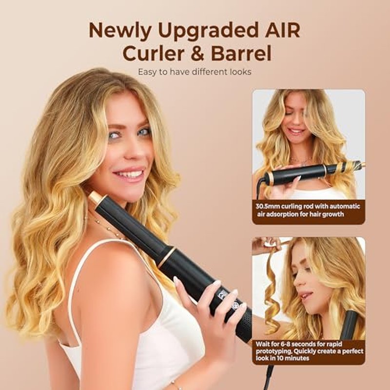 5-in-1 Hot Air Styler Brush Set with Auto Wrap Curling Barrels