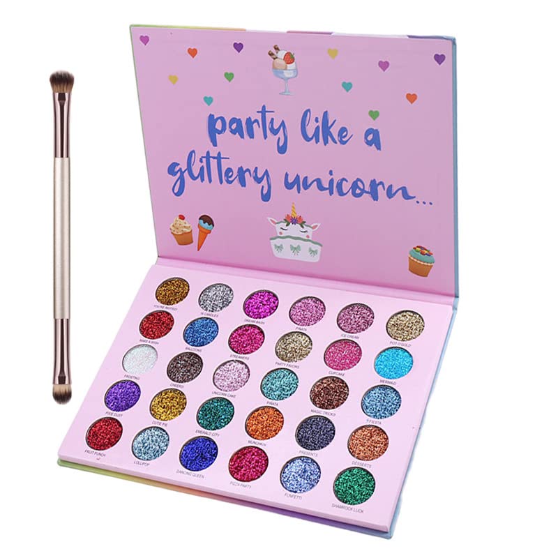 30 Colors Glitter Eyeshadow Palette with Brush - Waterproof