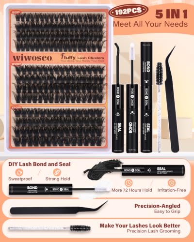 Fluffy Lash Clusters Kit 192pcs 12-18MM D Curl Eyelash Extensions