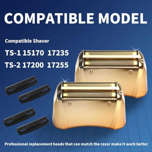 4 Pack Pro Shaver Replacement Foil and Cutters Compatible with andis 17220/17230 Shaver Foil Lithium Replacement