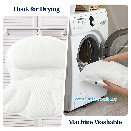 Bath Pillow with 4D Mesh Fabric & Suction Cups - Neck & Back Support