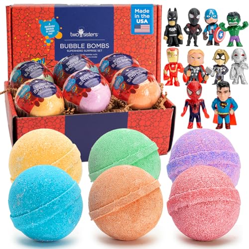 Superhero Bath Bombs with Surprise Toys - 6 Pack, Fruity Scent