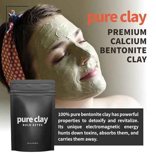 Organic Calcium Bentonite Clay Powder Bulk Bag (32oz), Aztec Drink Powder, Food Grade, Full Body Mask, Indian Healing Clay