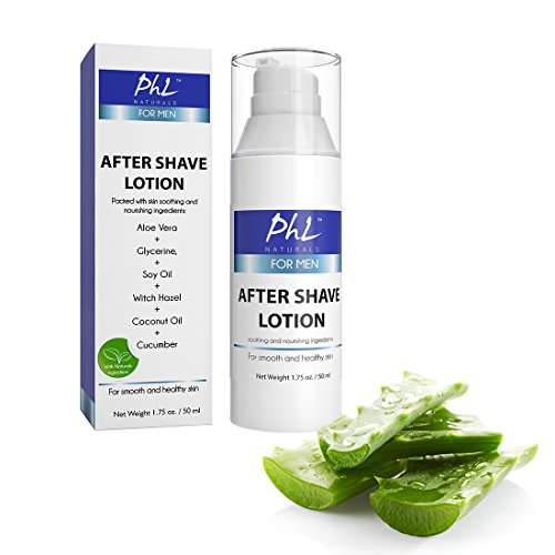 PHL Naturals Unscented Aftershave for Men ? Fragrance-Free, Alcohol-Free After Shave Lotion for Sensitive Skin ? Soothes, Prevents Razor Burn, Moisturizes ? 1.75 oz