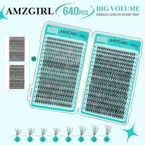 DIY Eyelash Cluster Kit - 640 Pcs 30D/40D Extensions with Bond & Seal
