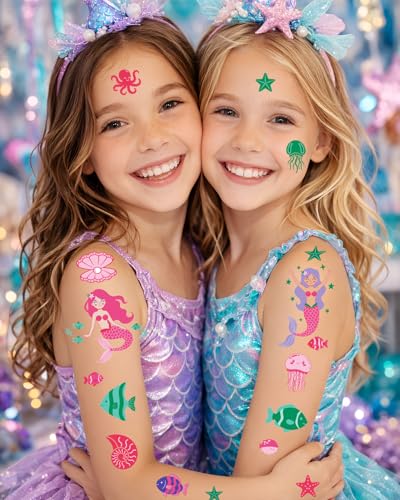 Mermaid Temporary Tattoos for Kids – 106 Ocean Designs, Waterproof
