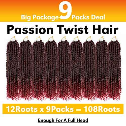Passion Twist Hair 14 Inch Passion Twist Crochet Hair 9 Packs Crochet Hair for Black Women Pretwisted Crochet Twists Hair Pre Looped Tbug
