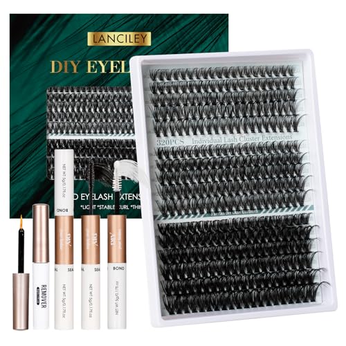 Lash Clusters Kit 320PCS - DIY Eyelash Extensions with Bond & Seal