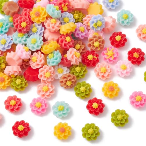 Stiesy 200 Pcs 3D Rose Flower Slime Charms Beads Tricolor Flower Embellishments Flatback Resin Charms for DIY Jewelry Making Nail Art Decoration