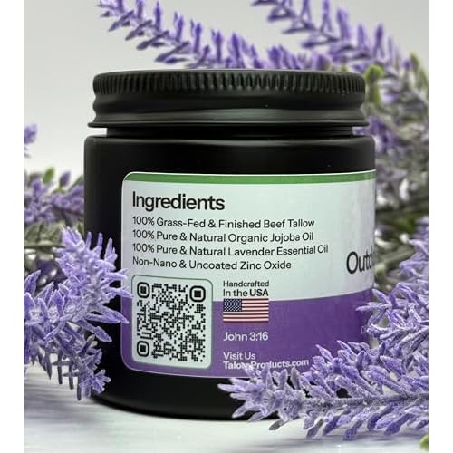 Outdoor Tallow Cream: Lavender | 100% Grass-Fed & Finished Beef Tallow Moisturizer with Organic Jojoba Oil | Deeply Nourishing | All-Natural Skin Cream for Outdoor & Dry Skin (4oz)