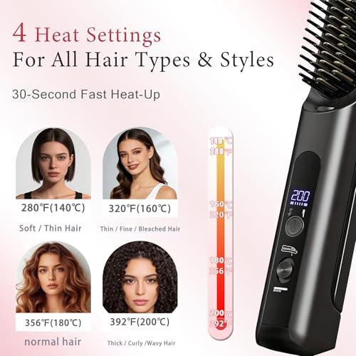 Cordless Hair Straightener Brush 2-in-1 Styling Tool
