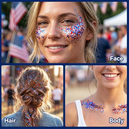 Red White Blue Glitter Stick | 4th of July Patriotic Face Body Makeup