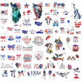 Roarhowl 70 Piece Independence Day Temporary Tattoo Set, Fourth of July US Flag Tattoos, Red White Blue, Adults and Children happy 4th of july tattoos