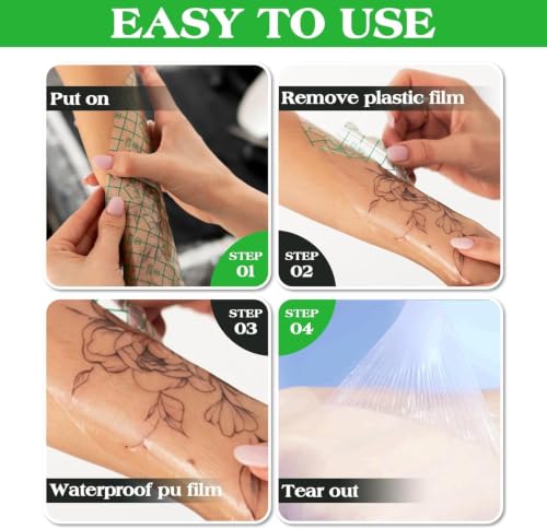Tattoo Aftercare Bandage - 3 Rolls Waterproof Healing Film (2 Inch, 4 Inch, 6 Inch)