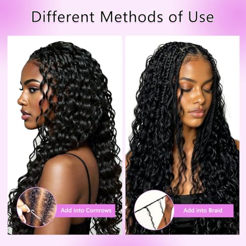 Human Crochet Hair Deep Wave 22 Inch 120g Extensions