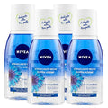 NIVEA Double Action Eye Makeup Remover with Purified Water and Cornflower Extracts Eliminate Waterproof Makeup - 4 x 125ml Bottles