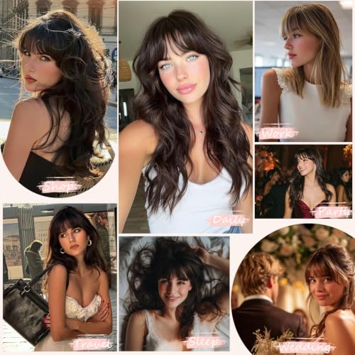 Clip-In Bangs Human Hair Dark Brown Curtain Fringe