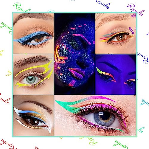 8-Piece UV Neon Liquid Eyeliner Set - Waterproof Matte