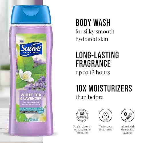 Suave Body Wash Variety 2-Pack, Ocean Breeze + White Tea & Lavender ? Gentle Body Washes with Fresh Blend Oil Essence, 18 Oz Ea