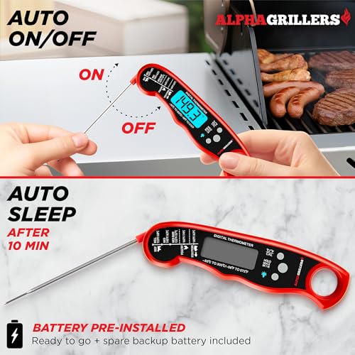 Alpha Grillers Instant Read Meat Thermometer | Digital Food Thermometer