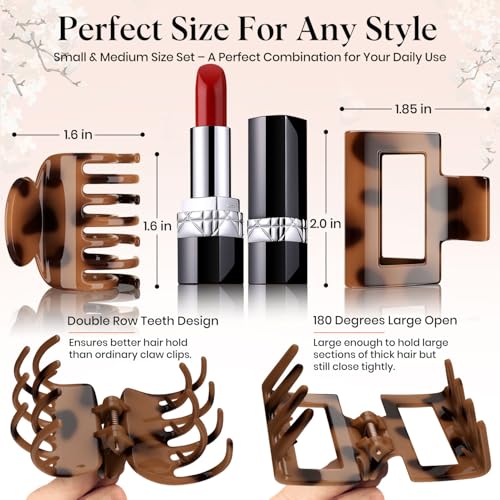 Medium Claw Clips for Women - 8 PC Hair Clips Set