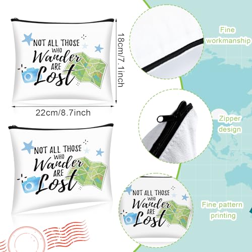 12 Pcs Travel Bag Adventure Awaits Makeup Bag Gifts World Map Cosmetic Case Traveler Gifts for Women Travel Theme Party Favors Mountains Pouch for Lover Friendship Birthday Accessories