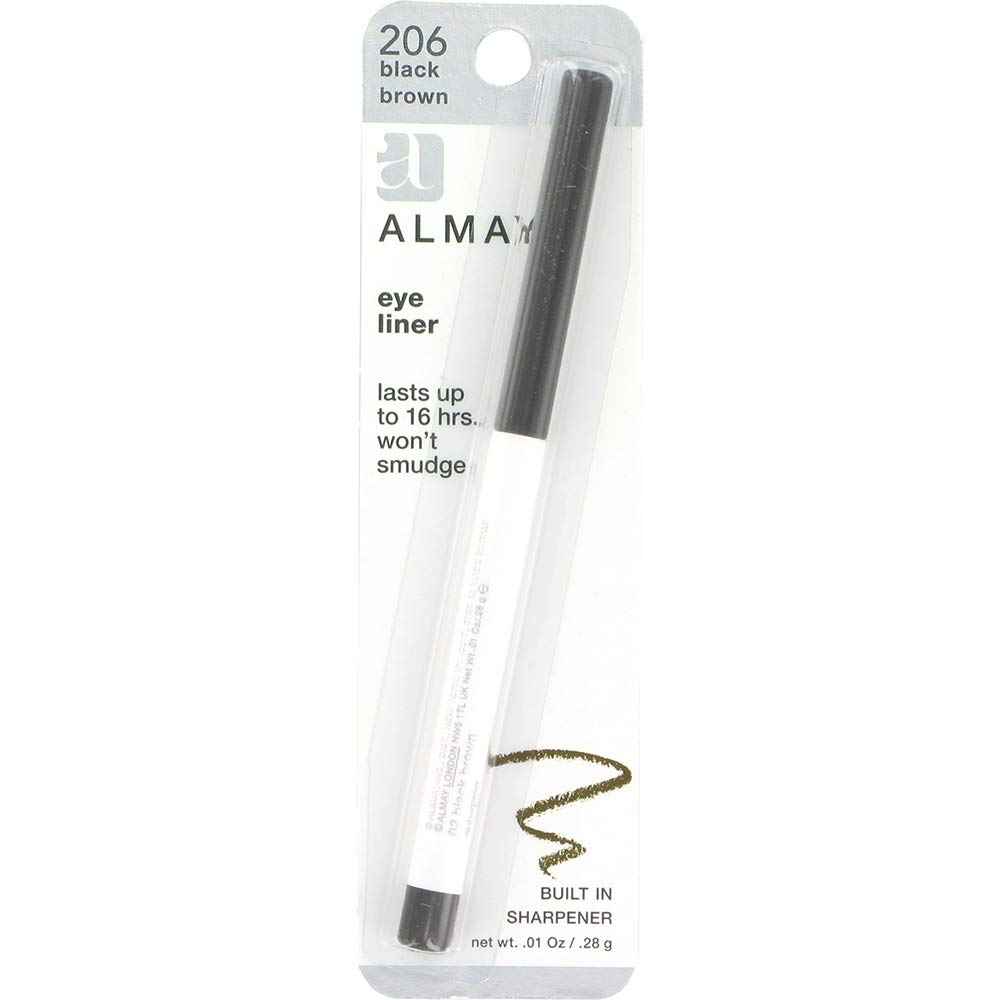 Almay Eyeliner Pencil, Black Brown [206], 0.01 oz (Pack of 3)