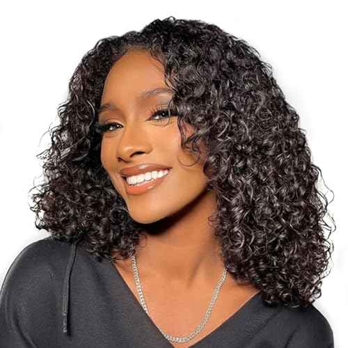 Bob Wig Human Hair Short Deep Curly 16inch 180% Density 13x6 Frontal Hd Lace Wig Wet And Wavy Deep Wave Lace Front Wigs Human Hair For Black Women 100 Real Curly Human Hair Natural Black