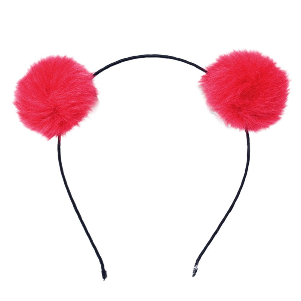 BAOPLAYKIDS BAOBAO Faux Fluffy Rabbit Fur Ball Cat Ears Panda Hair Hoop Headband Xmas Party Cosplay