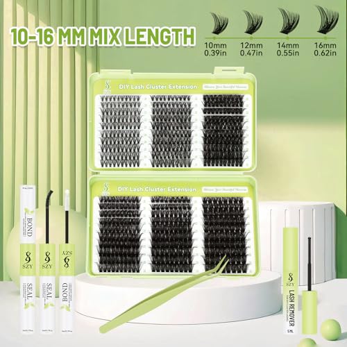 Lash Clusters Kit 570pcs 6 Styles D Curl Wispy Eyelashes with Bond Seal