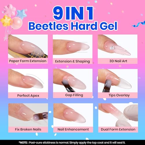 Beetles Builder Gel Nail Kit 3 Colors for Extensions & 3D Art - 30g+7.5ml