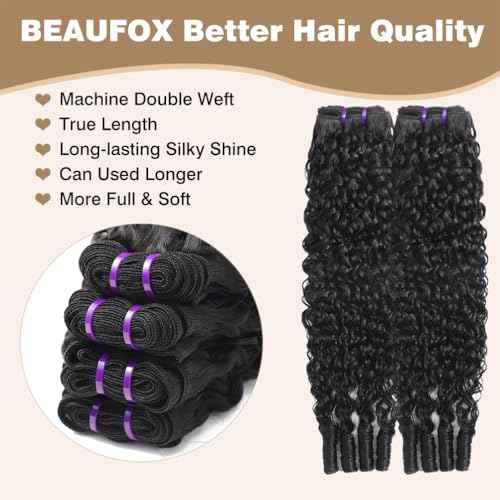 3C4A Burmese Curly Bundles Human Hair 16 18 20 22 Inch 12A Unprocessed Virgin Human Hair Water Wave Bundles with Spiral End Quick Weave Remy Hair Natural Color for Women