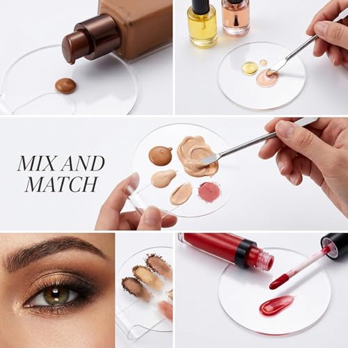 Ezymivs Acrylic Makeup Mixing Palette with Spatula - Cosmetic Foundation & Eye Shadow Tool