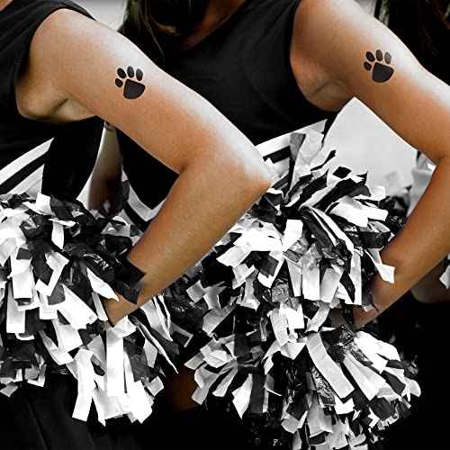 Paw Print Temporary Tattoos / 20 Double Paw Prints/Great for School & Team Spirit/Skin Safe/Removable (Black)