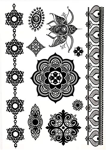 Temporary Tattoos for Adult Women - 2 Sheets - Black Big Ying and Yang Koi Fish Kanji Love Skeleton Heart Hand Skull Lotus Sleeve Adults Tattoo