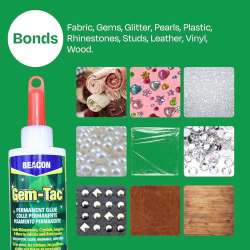 Beacon Gem-Tac Permanent Clear Glue for Embellishments 3-Pack, Fine Tip Applicator