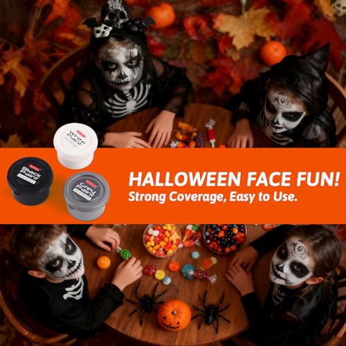 White Black Silver Face Paint Set - Water-Based, Non-Toxic