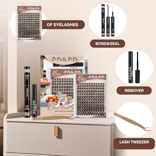 JMS&JMS Lash Clusters Kit Lash Extension Kit 144Pcs C Curl Manga Wispy Eyelash Clusters Kit Natural Volume Eyelash Extensions Individual Lashes Kit at Home (C-8-18MIX)