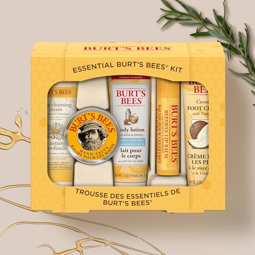 Burt's Bees Gifts Ideas - Essential Everyday Beauty Set, 5 Travel Size Products - Deep Cleansing Cream, Hand Salve, Body Lotion, Foot Cream and Lip Balm