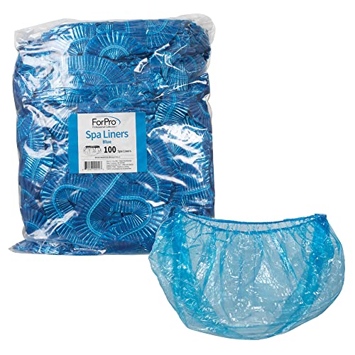 ForPro Spa Liners 100-Count Disposable Pedicure Liners - Blue, Professional Salon Use