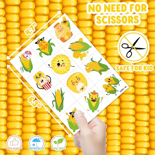 96 PCS Corn Temporary Tattoos for Kids - Party Favors