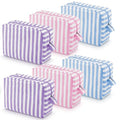 Tallew 6-Pack Seersucker Makeup Bags - Travel Toiletry Organizer