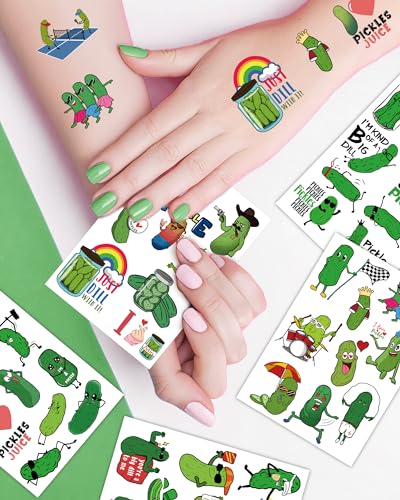 YanZonic 138 Pc Pickle Temporary Tattoos & Stickers