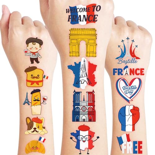 96 PCS French Temporary Tattoos for Kids Party