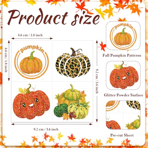 96pc Glitter Pumpkin Temporary Tattoos Fall Party Decor