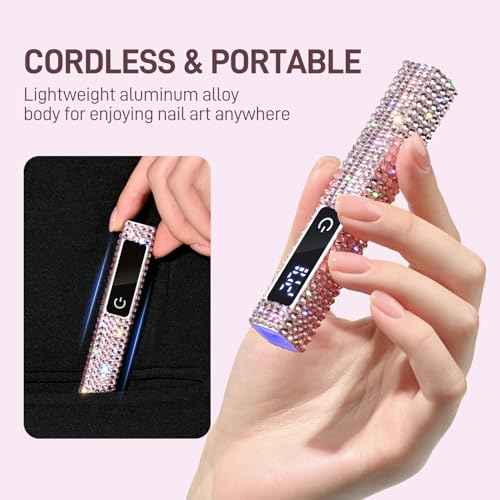 GAOY Handheld UV Light for Gel Nails, Mini Nail Lamp, Portable Cordless Rechargeable, Fast Curing, Diamond Pink