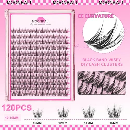MOONKALI Manga Lash Clusters Kit Natural Waterproof Eyelash Extension 10-16MM CC Curly - Includes Lash Kit-Manga Variation