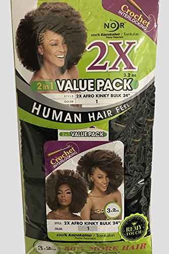 Janet Collection Synthetic Noir 2X Afro Kinky Bulk 24 (4-Pack, 1)