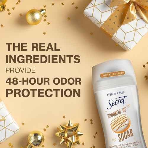 Secret Aluminum Free Deodorant for Women, 48hr Odor Protection with Pro-Hyaluronic Acid, PH Balancing Minerals, Holiday Dry Solid, Spoonful of Sugar with Glazed Cr?me & Vanilla Custard Scent, 2.4 oz